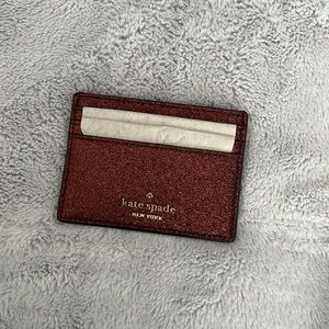 Maroon glitter Kate Spade card holder